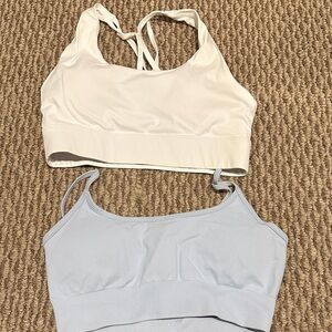Set of Two Sports Bras in white and baby blue